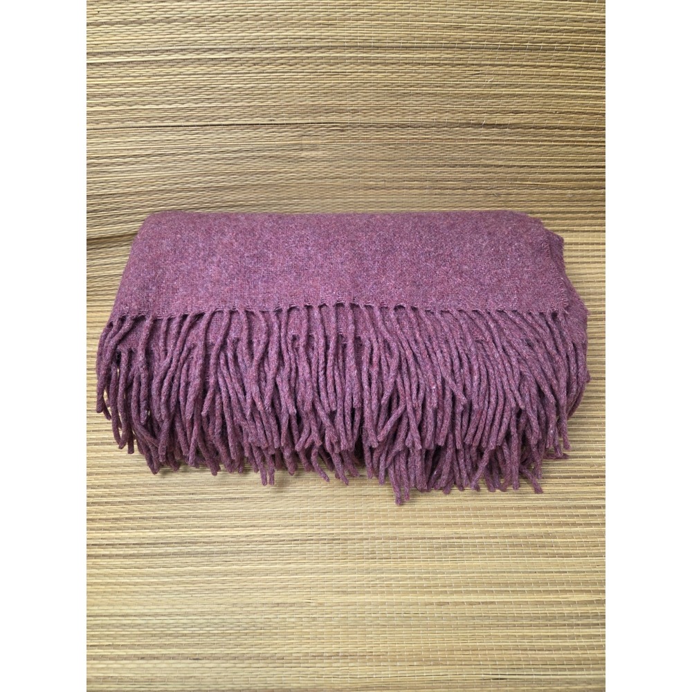 Lanart Baby Alpaca Throw 70×61 Made In Peru Light Burgundy Wine Fringe Soft Cozy